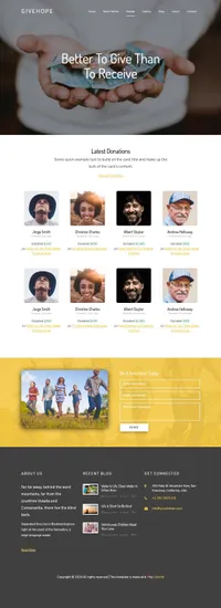 givehope mini website template desktop screenshot