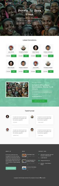 giving mini website template desktop screenshot