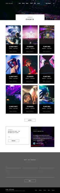 onemusic mini website template desktop screenshot