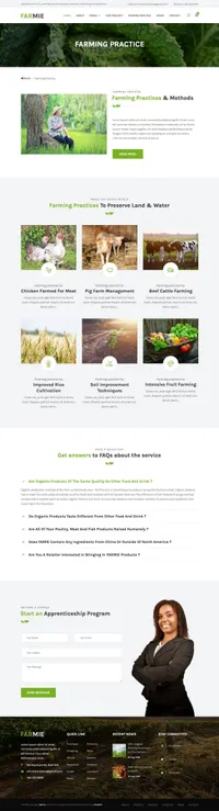 farmie mini website template desktop screenshot