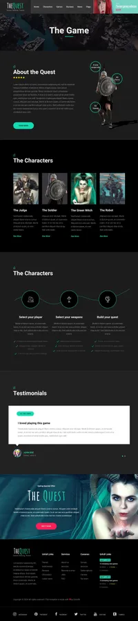 the-quest mini website template desktop screenshot