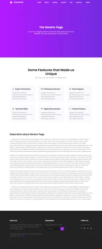 adventure mini website template desktop screenshot