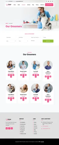 petvet mini website template desktop screenshot