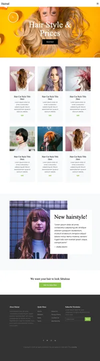 hairsal mini website template desktop screenshot