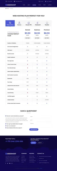 deerhost mini website template desktop screenshot