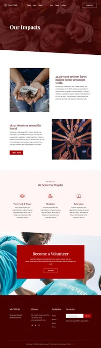 nonprofit mini website template desktop screenshot