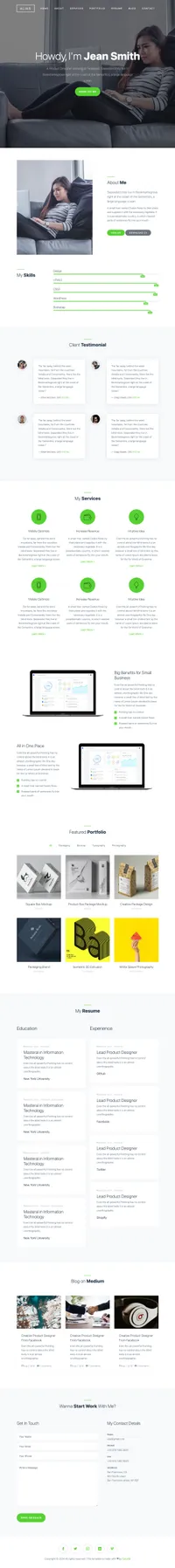 alias mini website template desktop screenshot