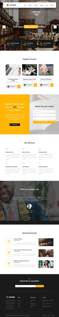 course mini website template desktop screenshot