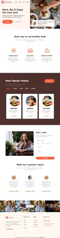 restauco mini website template desktop screenshot