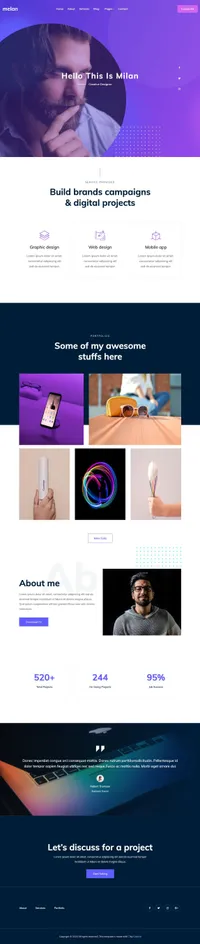 melan mini website template desktop screenshot
