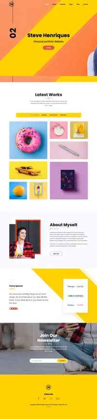 steve mini website template desktop screenshot