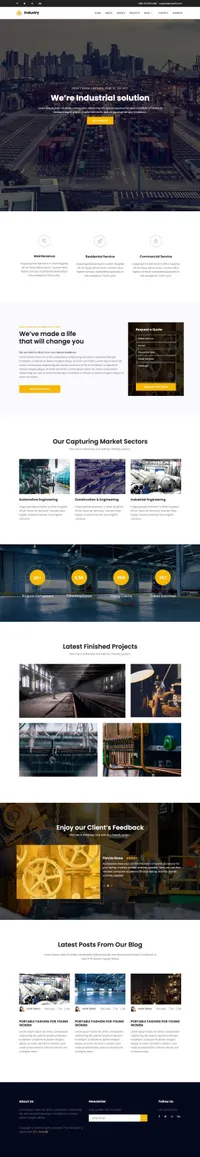 industry mini website template desktop screenshot