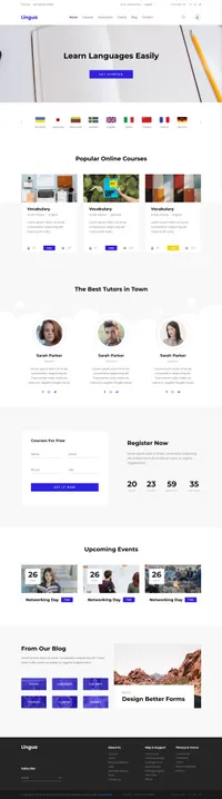 lingua mini website template desktop screenshot