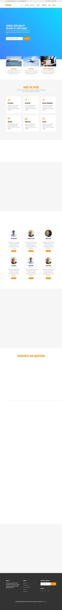 cargo mini website template desktop screenshot
