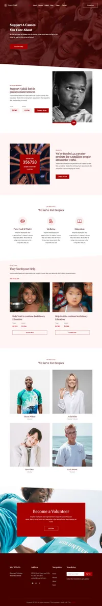 nonprofit mini website template desktop screenshot