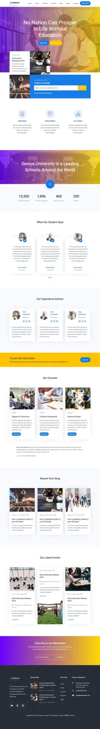 genius mini website template desktop screenshot