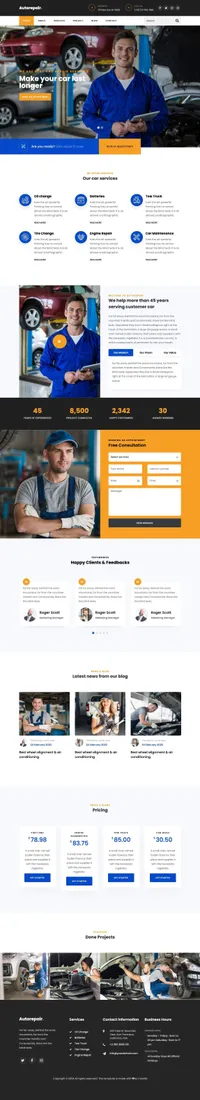 autorepair mini website template desktop screenshot