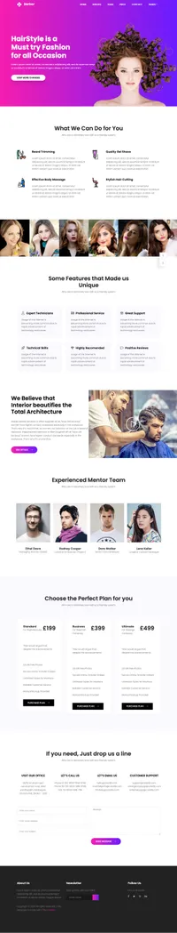 barber mini website template desktop screenshot