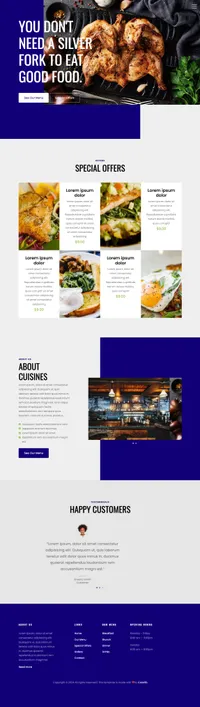 cuisines mini website template desktop screenshot