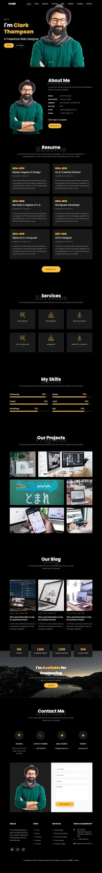 clark mini website template desktop screenshot