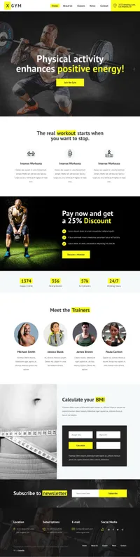 xgym mini website template desktop screenshot