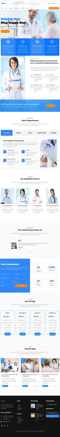 drcare mini website template desktop screenshot