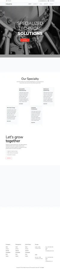 industrie mini website template desktop screenshot