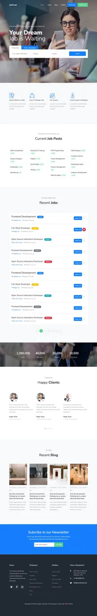 jobportal mini website template desktop screenshot