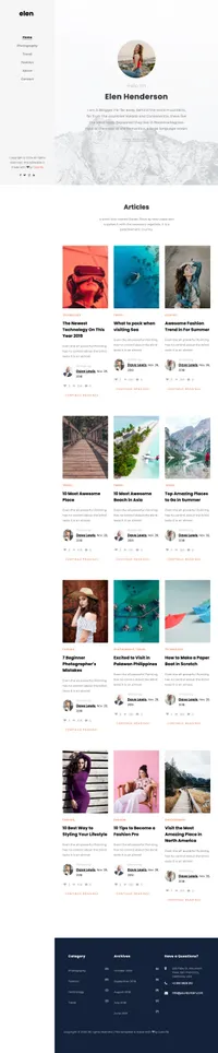 elen mini website template desktop screenshot