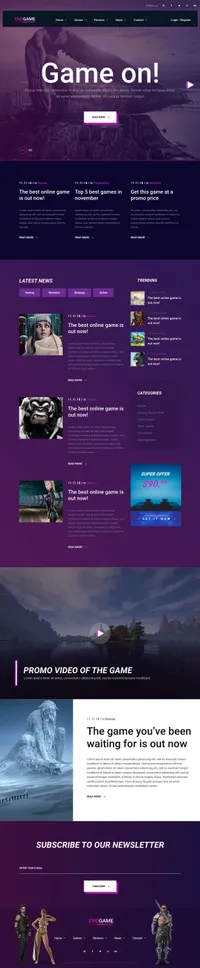 endgam mini website template desktop screenshot