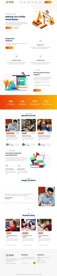 etrain mini website template desktop screenshot