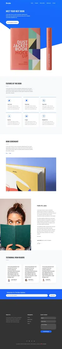 booke mini website template desktop screenshot