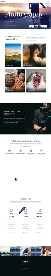 rettro mini website template desktop screenshot