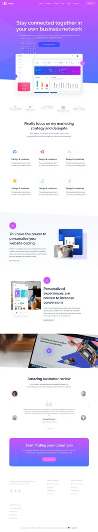 appli mini website template desktop screenshot