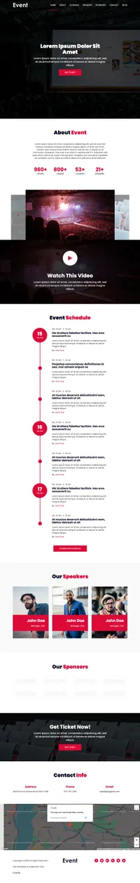event mini website template desktop screenshot