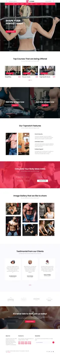 fitness mini website template desktop screenshot