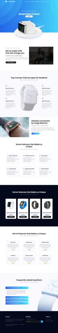 watch mini website template desktop screenshot