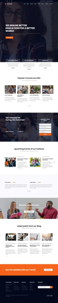 education mini website template desktop screenshot