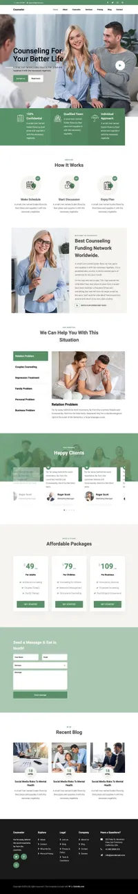 counselor mini website template desktop screenshot