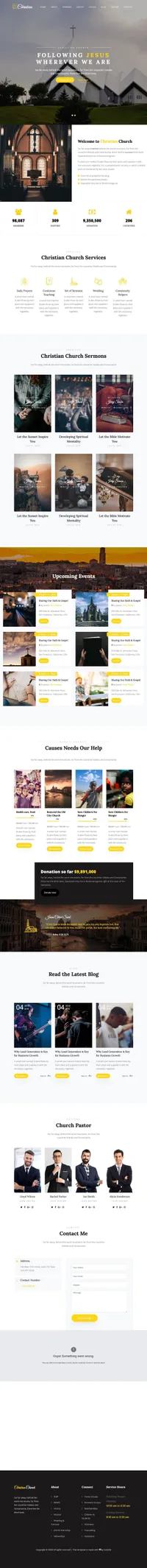 christian mini website template desktop screenshot