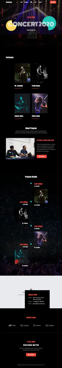 eventcon mini website template desktop screenshot