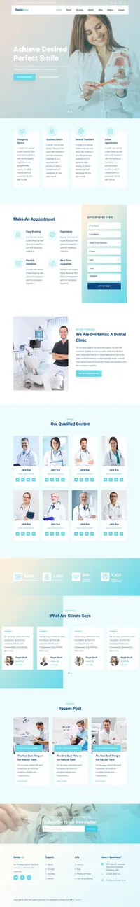 dentamax mini website template desktop screenshot