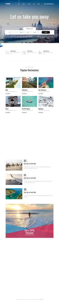 travello mini website template desktop screenshot