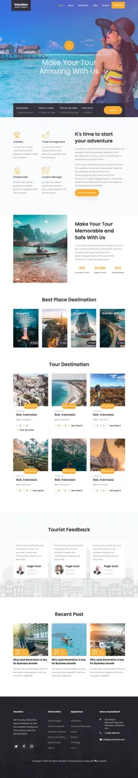vacation mini website template desktop screenshot