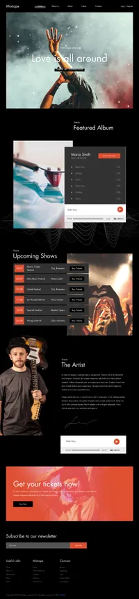 mixtape mini website template desktop screenshot