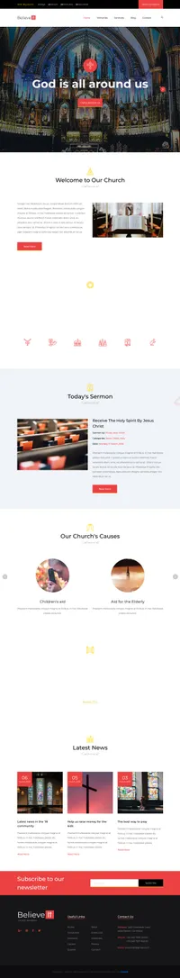 church mini website template desktop screenshot