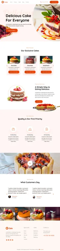 cakes mini website template desktop screenshot