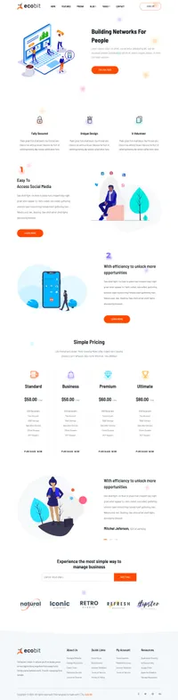 ecobit mini website template desktop screenshot