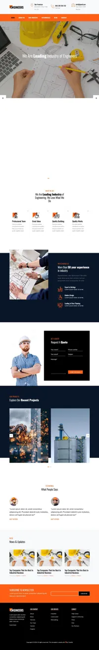engineers mini website template desktop screenshot