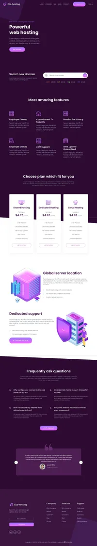 ecohosting mini website template desktop screenshot